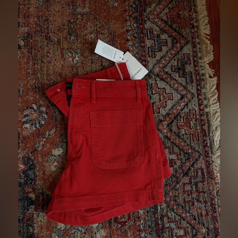 Free Assembly Patch Pocket Colored Denim Shorts